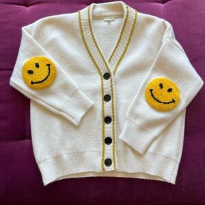 En Creme Cream and Yellow Cardigan with Smiley Accents